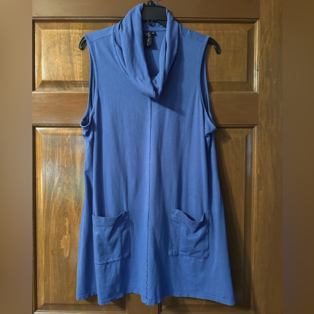 Blue Sleeveless Cowl Neck Dress